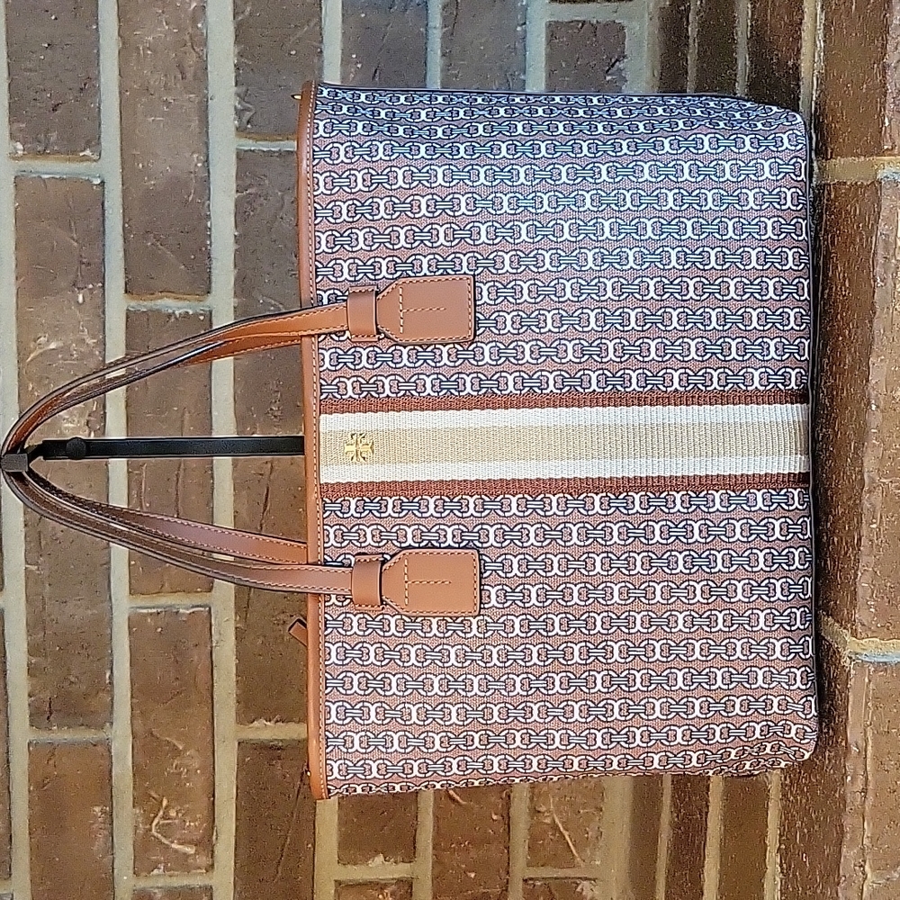 TORY BURCH Gemini Link Canvas Top Zip Tote
